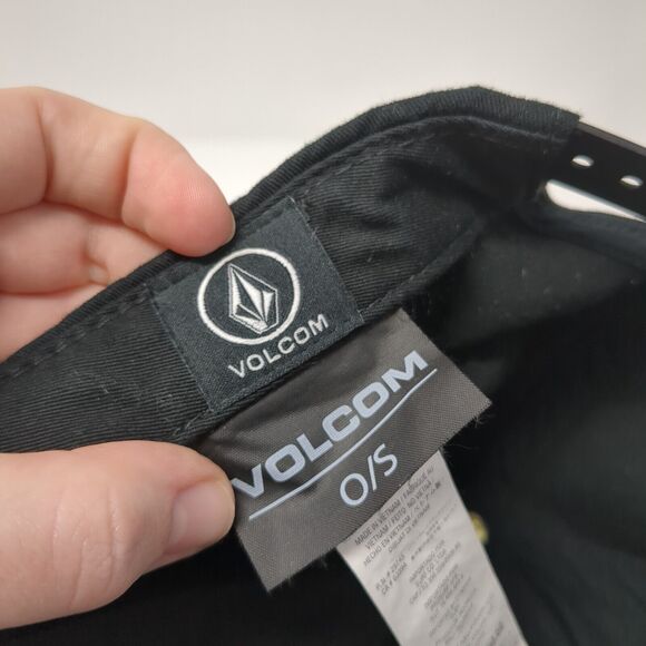 Volcom Snapback Hat Black One Size Adjustable Embroidered 6 Panel Cotton - Picture 8 of 9